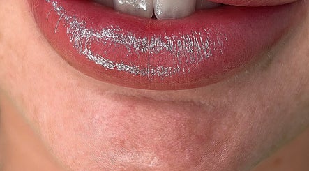 Close-up of glossy, well-maintained lips at VV Permanent - Hornchurch Training Location, Hornchurch, England, GB.