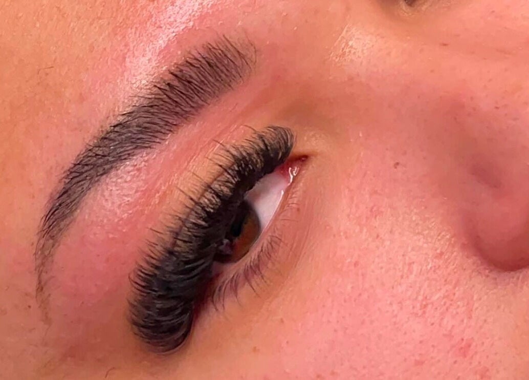 Close-up of styled lashes from By KB, Manchester, England, GB, highlighting exquisite eyelash extension work.