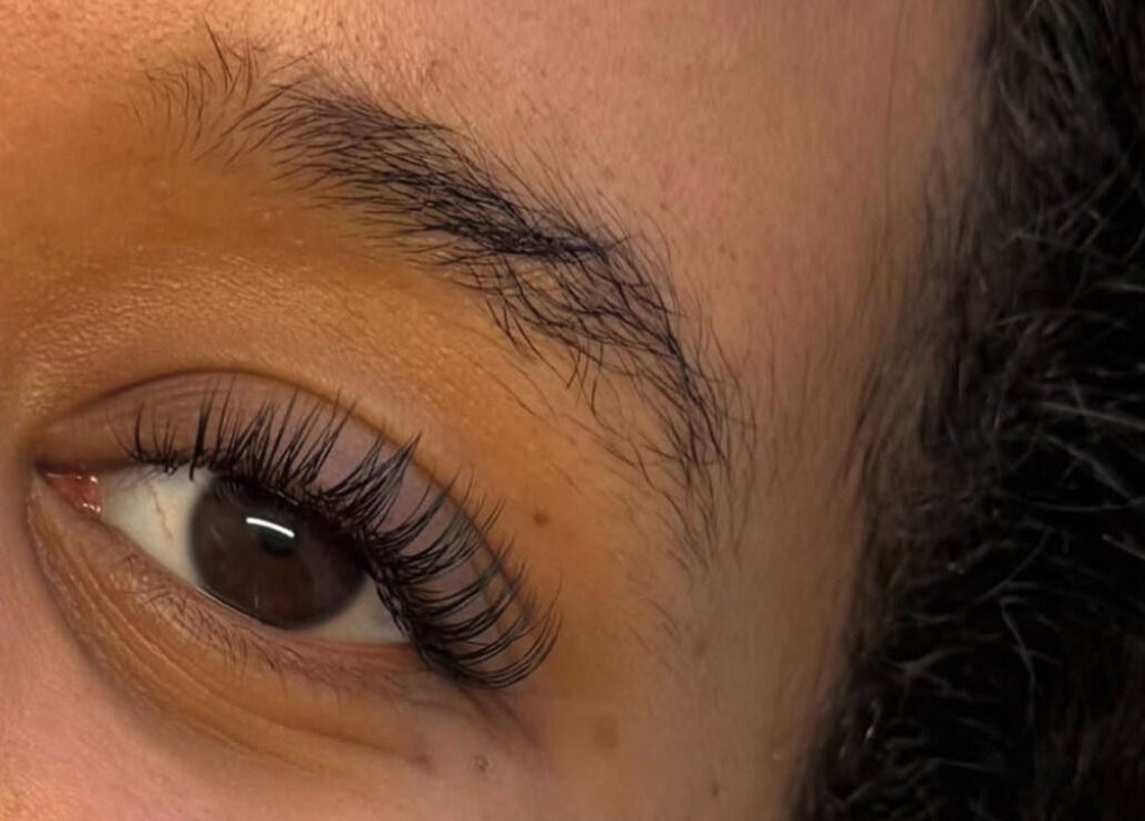 Close-up of eye with elegant eyelashes, showcasing By KB's beauty treatment in Manchester, England, GB.