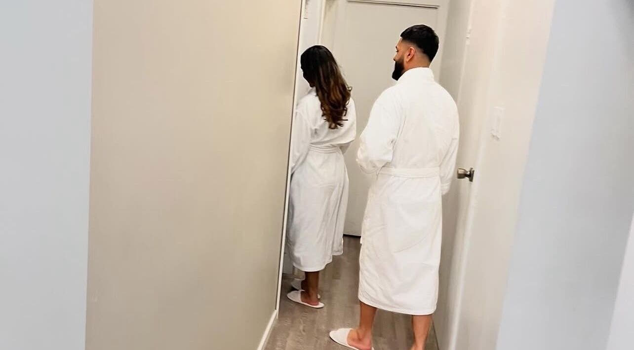 Guests in bathrobes at Zurich Beauty and Spa, Montego Bay, St. James Parish, JM, enjoying a tranquil moment.