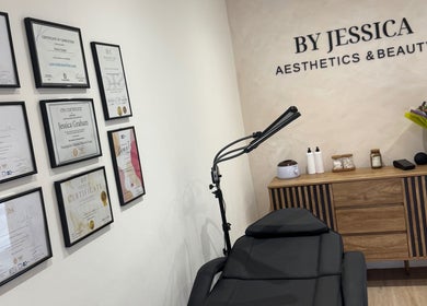 Certificates displayed on wall at By Jessica Aesthetics and Beauty, Bishop Auckland, England, GB.