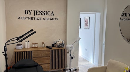 Interior of By Jessica Aesthetics and Beauty in Bishop Auckland, England, showcasing a serene treatment room.