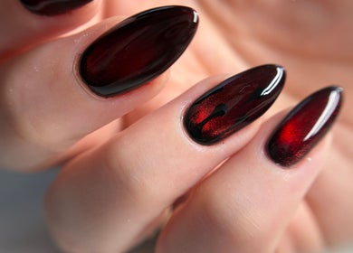 Elegant red glossy nails at The Glossy Palette, Cape Town, Western Cape, ZA.