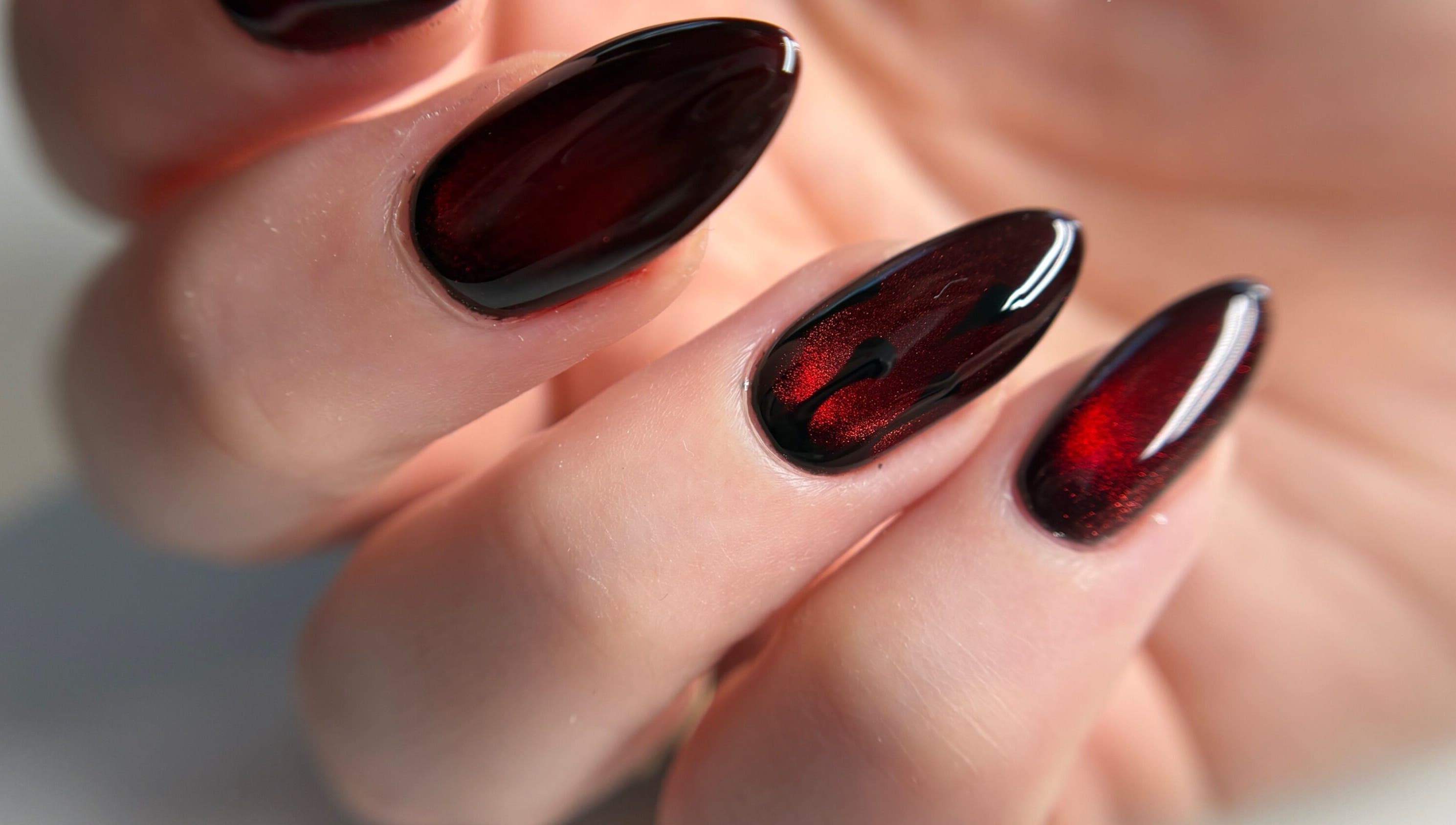 Stylish claret nails at The Glossy Palette in Cape Town, Western Cape, ZA. Perfect for chic beauty.