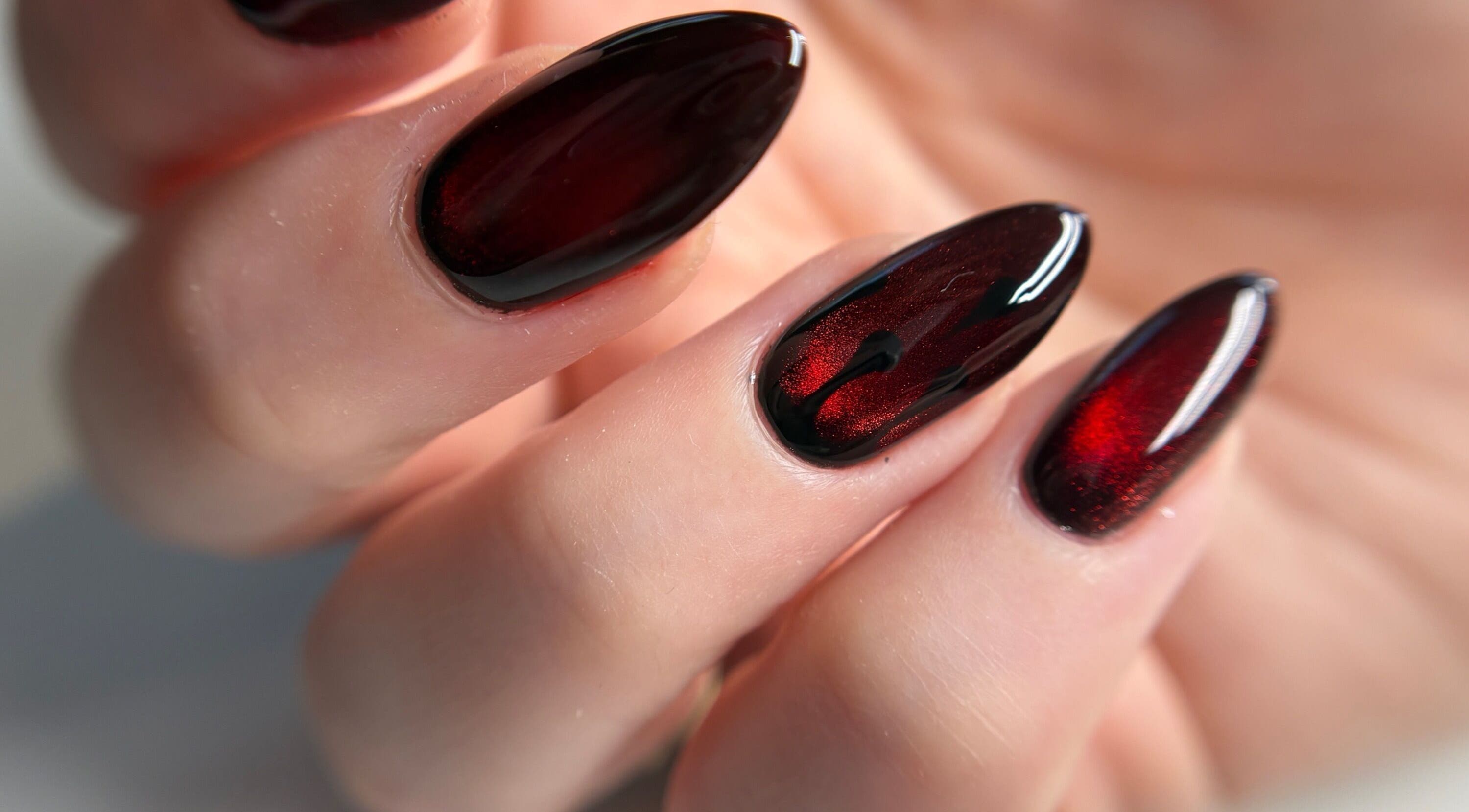 Stylish claret nails at The Glossy Palette in Cape Town, Western Cape, ZA. Perfect for chic beauty.