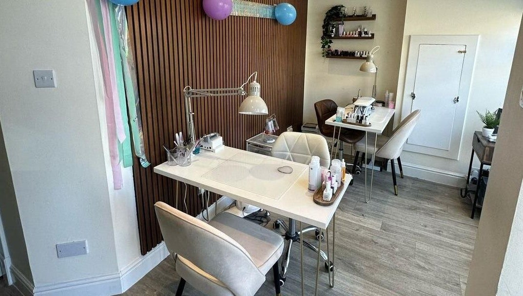 Chic beauty salon interior at Sage Beauty By Charelle, Kilmacolm, Scotland, GB featuring modern styling stations.