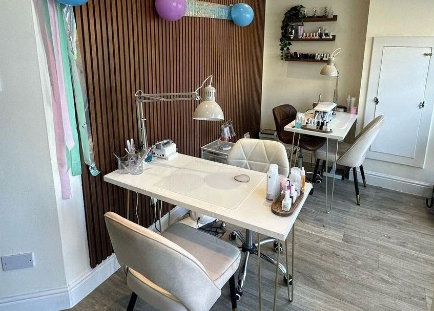 Chic beauty salon interior at Sage Beauty By Charelle, Kilmacolm, Scotland, GB featuring modern styling stations.