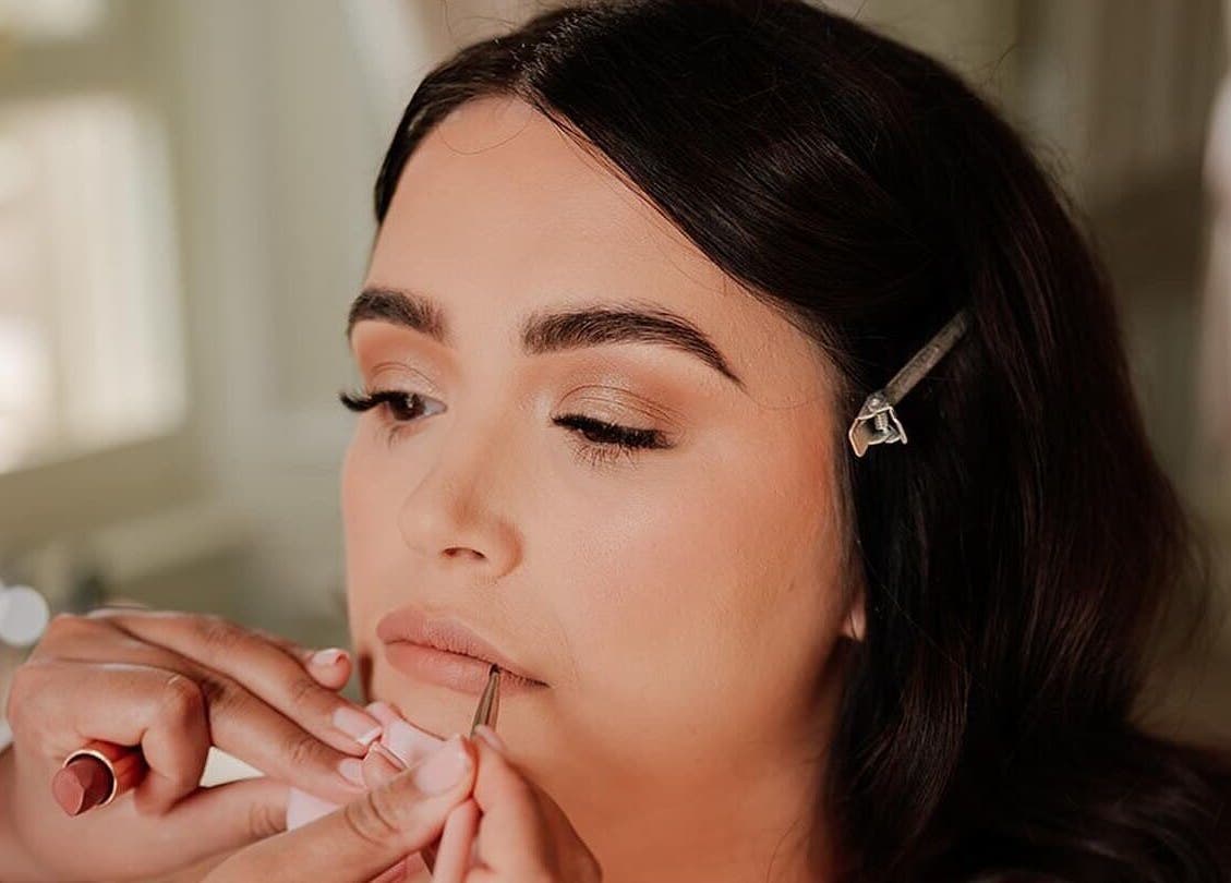 Makeup application at Makeup by Elisha Simon, Northampton, England, GB, capturing detailed eyelid and lip work.