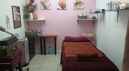 Relaxing treatment room at Burgundy Blush Beauty Lounge in George, Western Cape, ZA.