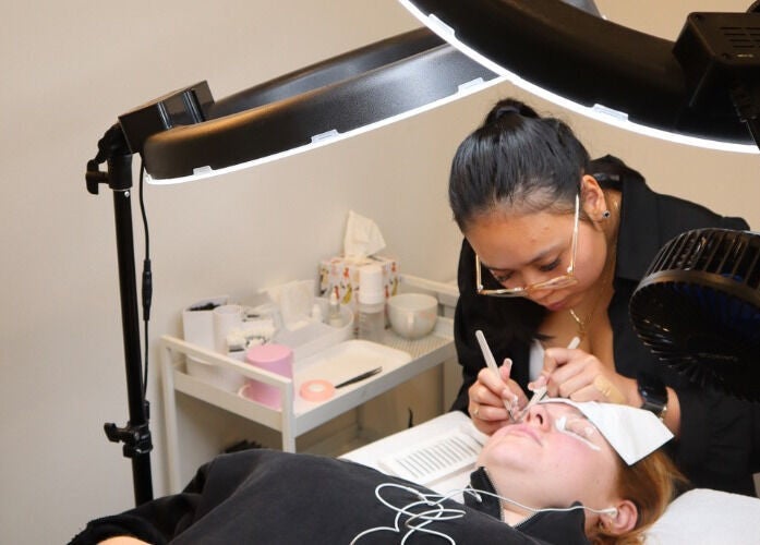 Professional lash treatment at Glam Lashes Australia, Melbourne, Victoria, AU enhancing client beauty.