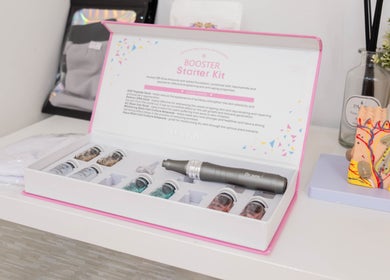 Booster starter kit at MamiYaba Salon, London, England, GB, showcasing beauty and wellness products.