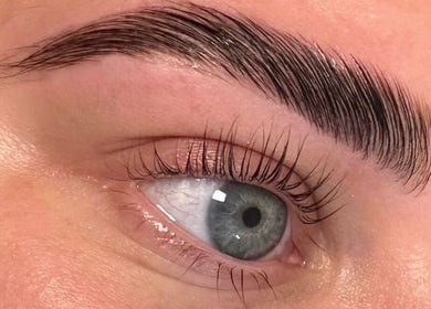 Close-up of expertly groomed eyebrows at The Derma Clinic Cheshire, Hyde, England, GB.
