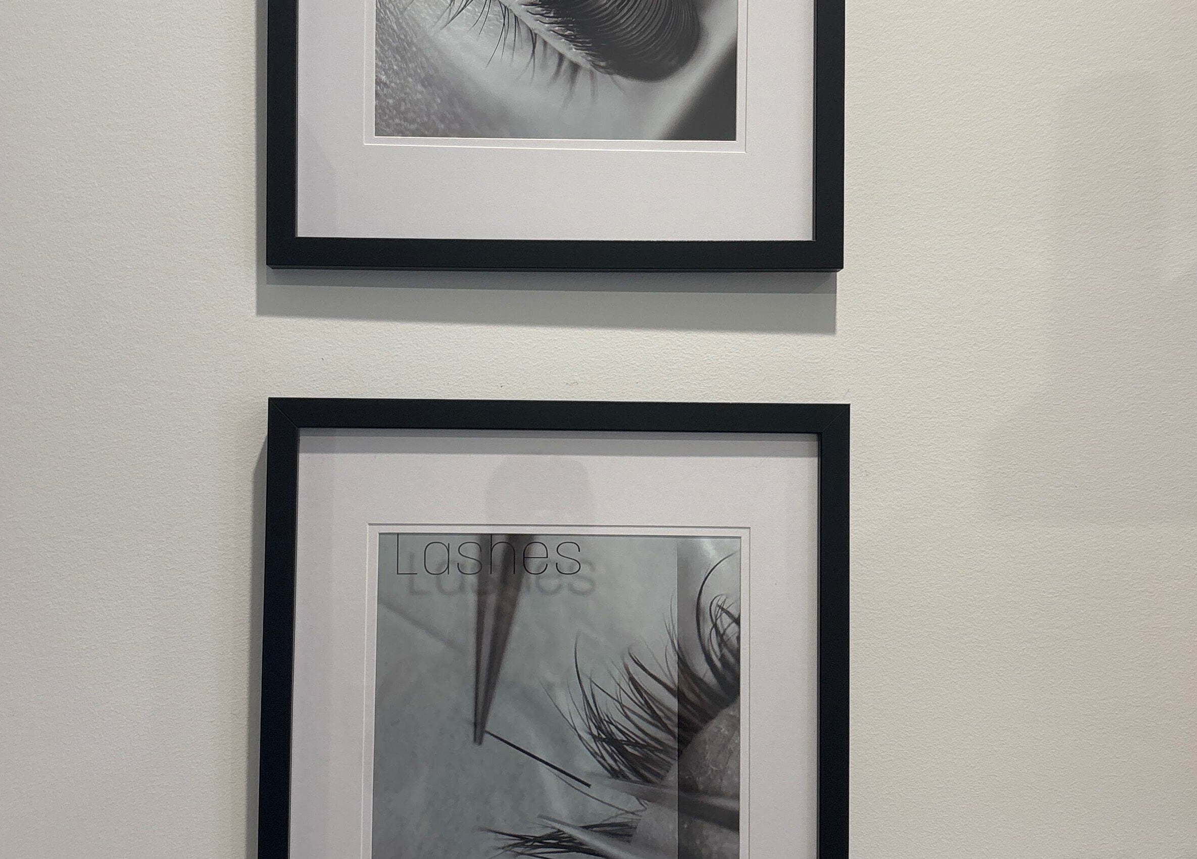 Framed eyelash art at Illusive Beauty, Nirimba, Queensland, AU, showcasing elegance and style.
