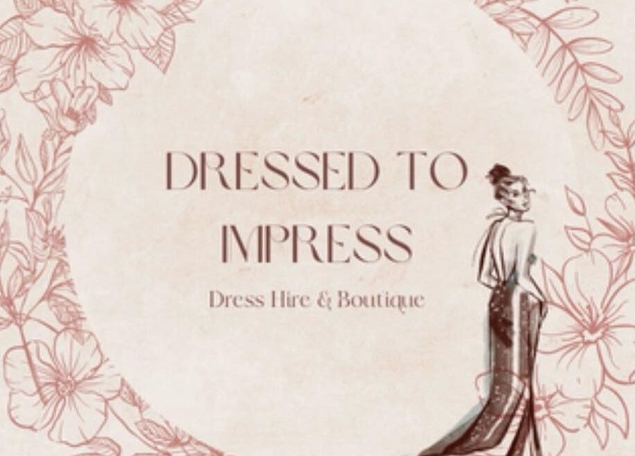 Dressed to Impress logo with floral design in Newry, Northern Ireland, GB. Dress Hire & Boutique