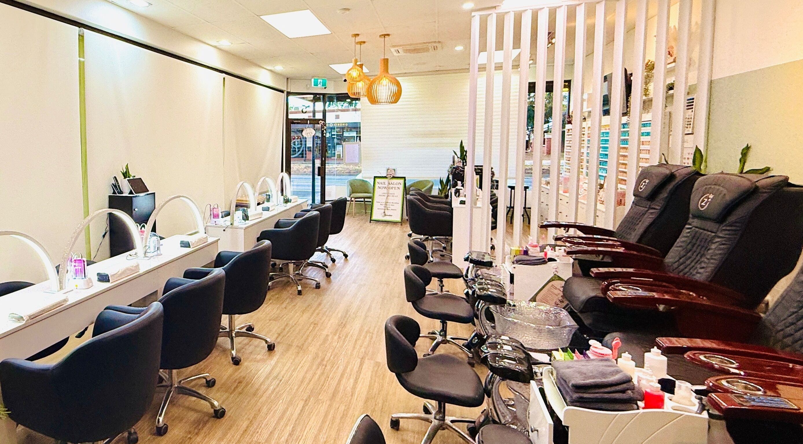 Modern interior of Marvellous Nails and Beauty Salon in Daw Park, South Australia, AU showcasing nail stations.