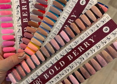 Diverse nail polish shades displayed at Queen Nails, Hull, England, GB for a perfect choice.