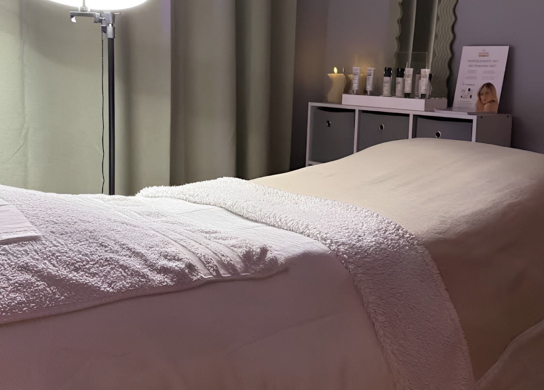 Relaxing spa bed setup at After Glow by Liv in Worsley, England, GB with cozy lighting and soothing ambiance.