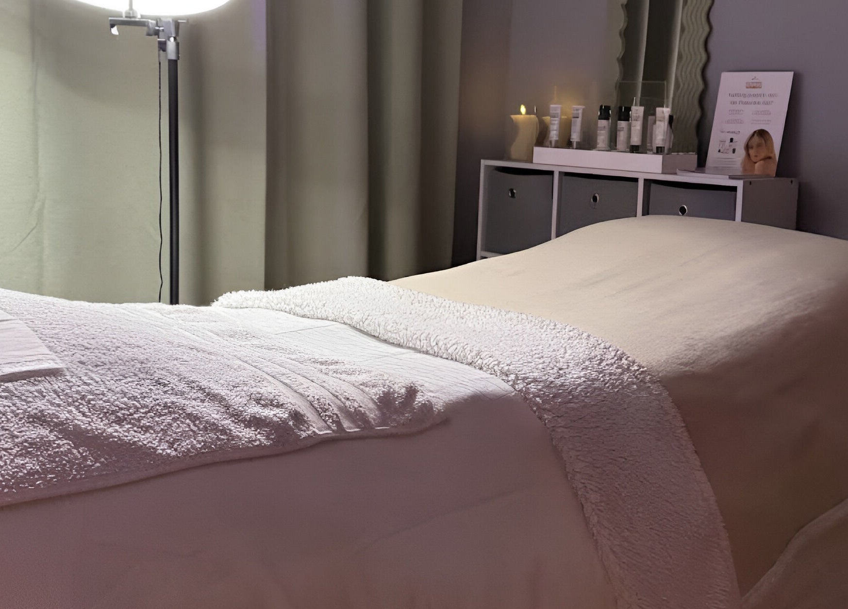 Relaxing spa bed setup at After Glow by Liv in Worsley, England, GB with cozy lighting and soothing ambiance.