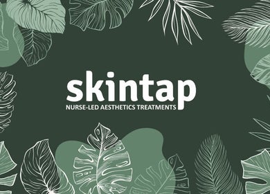 Skintap's tropical-themed logo emphasizes beauty and wellness in London, England, GB.