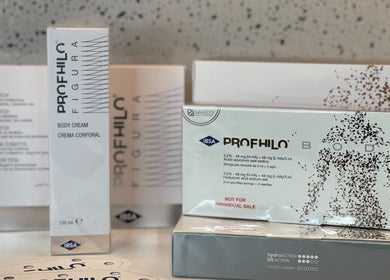 Profhilo body cream products at Skintap, London, England, GB.