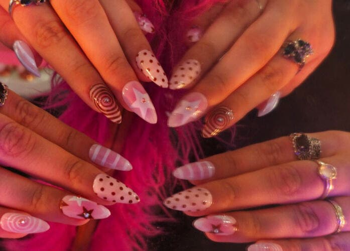 Unique nail art at Clawed Nail Studio in Pukekohe, Waikato, NZ showcasing intricate designs.