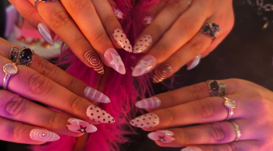 Unique nail art at Clawed Nail Studio in Pukekohe, Waikato, NZ showcasing intricate designs.