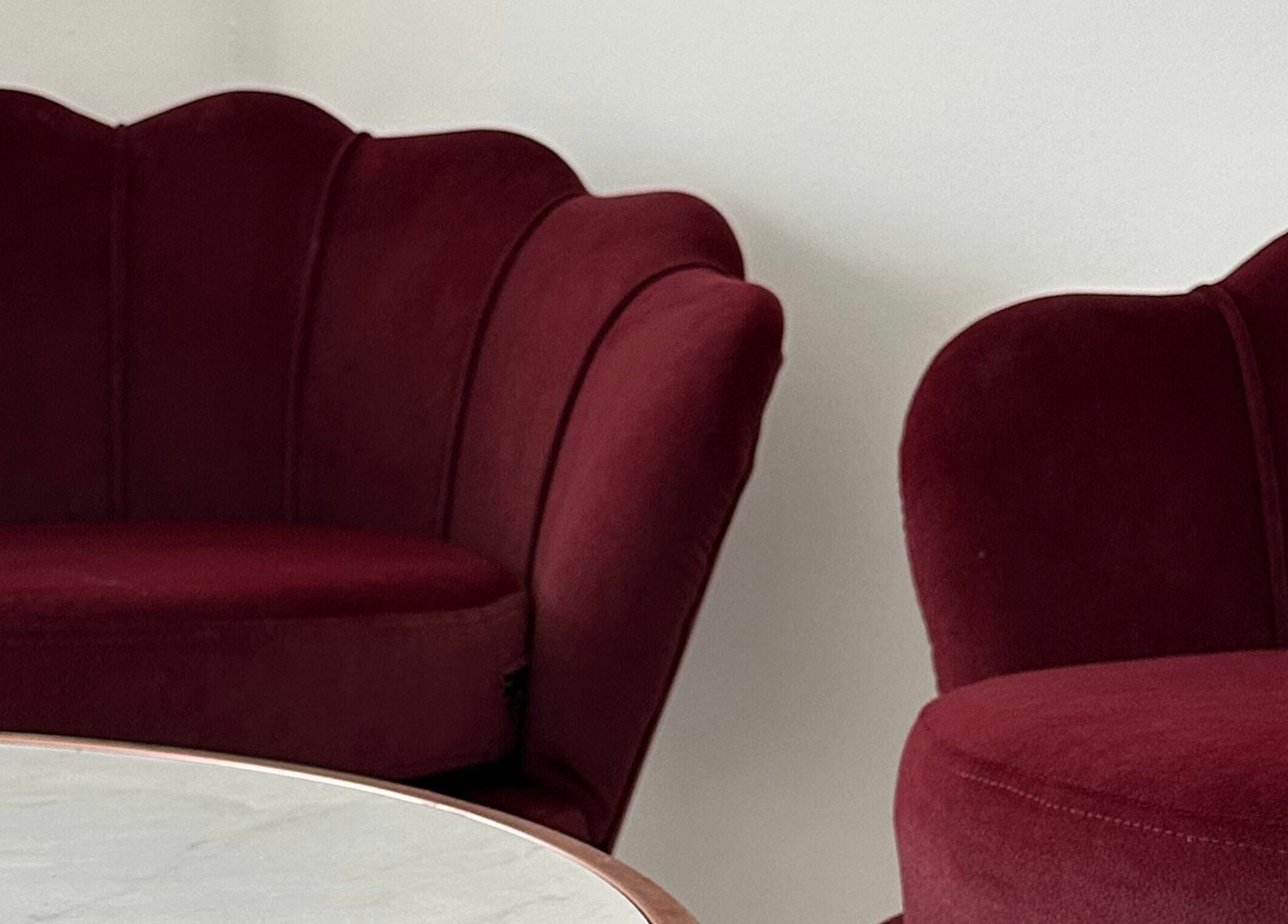 Luxurious burgundy velvet chairs at Bordo Lash Lounge and Academy Ltd., Maple Ridge, British Columbia, CA.