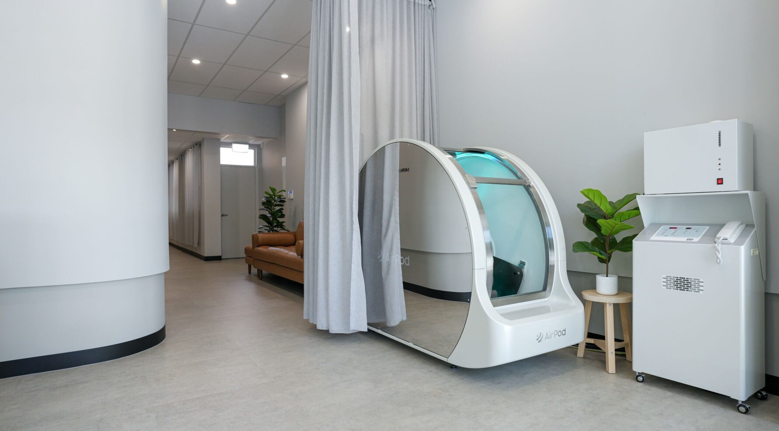 Hyperbaric O2 Health, Bowen Hills, Queensland, showcases a serene hyperbaric chamber for wellness therapy.