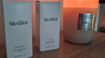 Medik8 serums and candle at FAB in Norwich, England, GB for relaxation and rejuvenation.