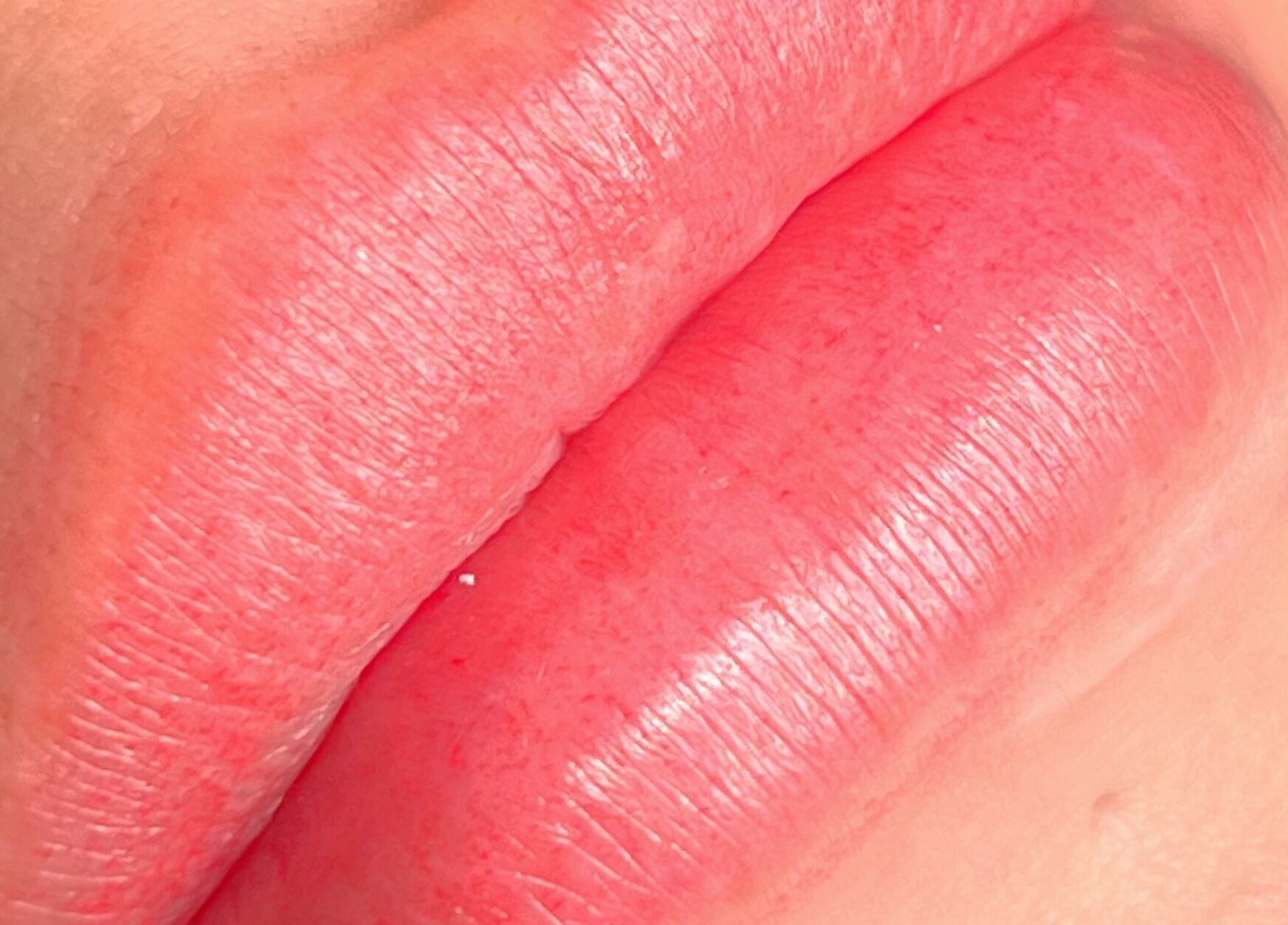 Closeup of beautifully enhanced lips at Yuna Uchoa, Dublin, County Dublin, IE. Natural pink hue and smooth texture.