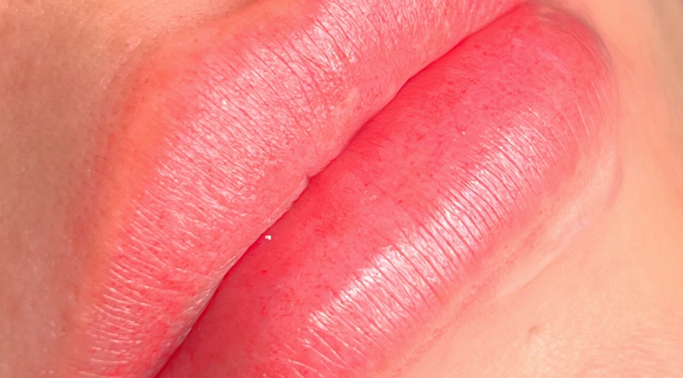 Closeup of beautifully enhanced lips at Yuna Uchoa, Dublin, County Dublin, IE. Natural pink hue and smooth texture.
