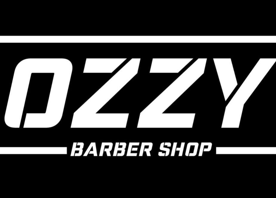 Лого на Barber Ozzy в Димитровград, Хасково, BG - стилно бяло на черен фон.