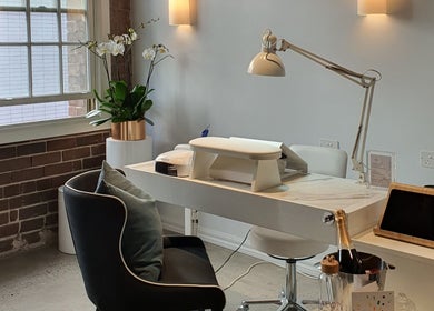 Elegant nail station at Polished Atelier, Surry Hills, Sydney, New South Wales, AU, featuring modern decor.