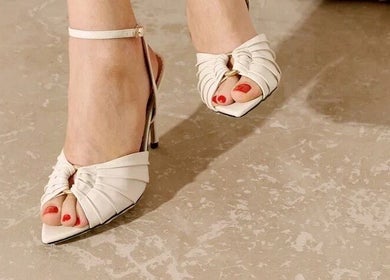 High-heeled sandals showing polished toes at Polished Atelier, Surry Hills, Sydney, New South Wales, AU.