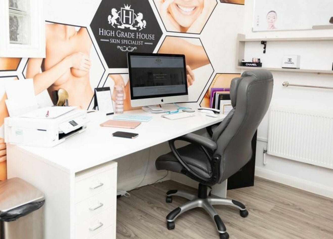 Modern workspace at High Grade House, Acle, England, GB, showcasing skincare expertise.