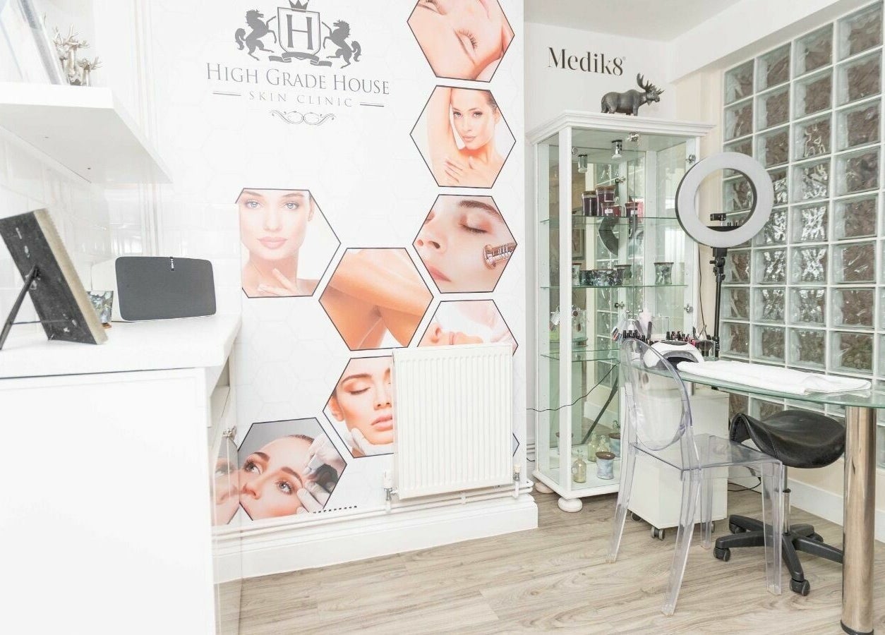 Interior of High Grade House in Acle, England, GB with stylish decor and beauty equipment.