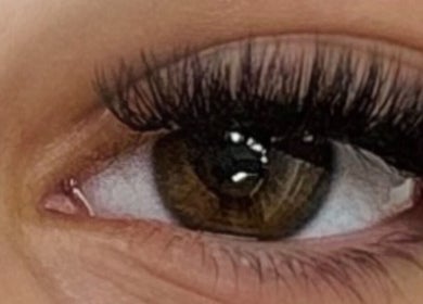 Close-up of stunning eyelash extensions at The Lash Bar, Edmonton, Alberta, CA.