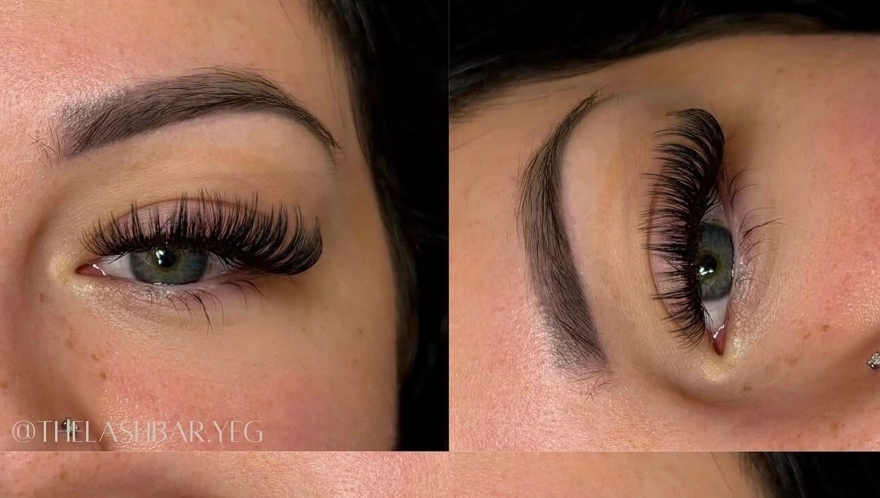 Close-up of elegant eyelash extensions at The Lash Bar, Edmonton, Alberta, CA.