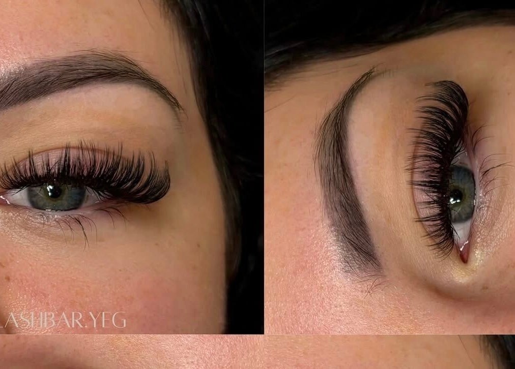 Close-up of elegant eyelash extensions at The Lash Bar, Edmonton, Alberta, CA.