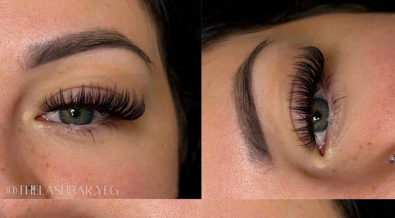 Close-up of elegant eyelash extensions at The Lash Bar, Edmonton, Alberta, CA.