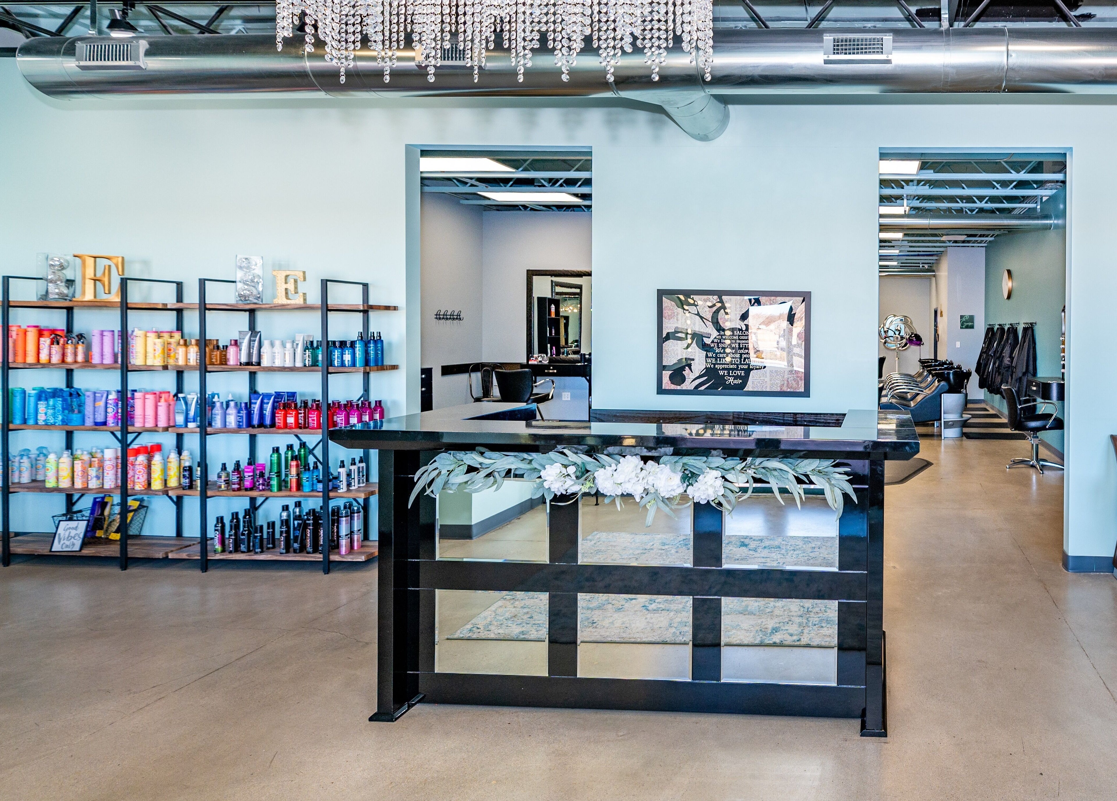 Escape Uptown's elegant reception with beauty products in Erie, Colorado, US offers a welcoming ambiance.