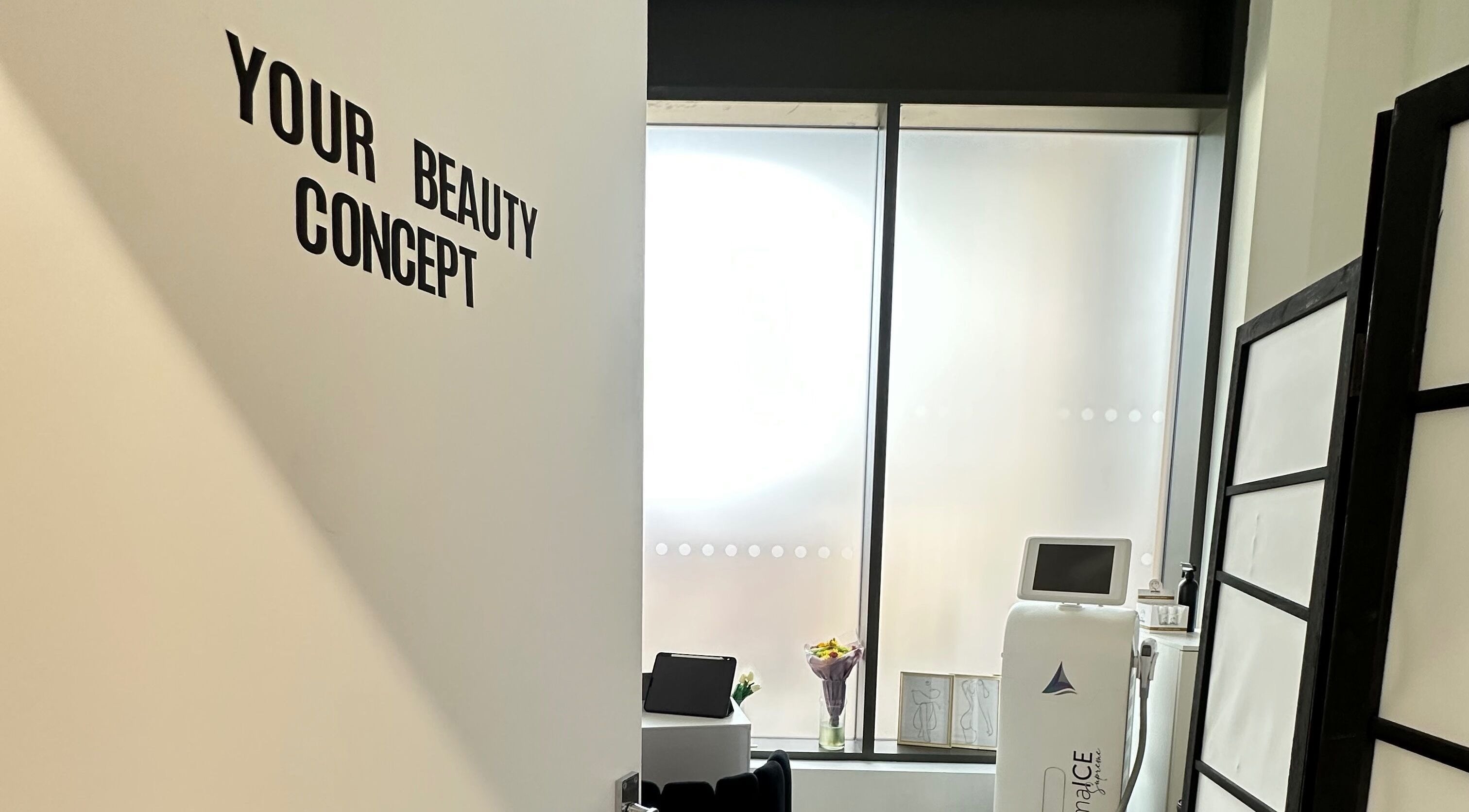 Entrance to Your Beauty Concept in London, England, GB with bright, inviting interior.