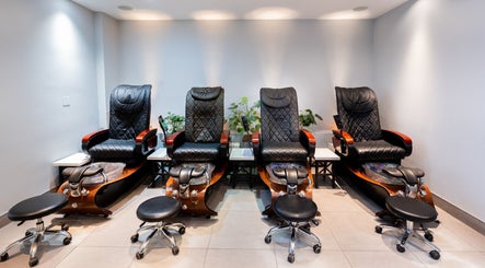 Comfortable pedicure chairs at Star Nails & Spa, Toronto, Ontario, CA, perfect for relaxation and pampering.