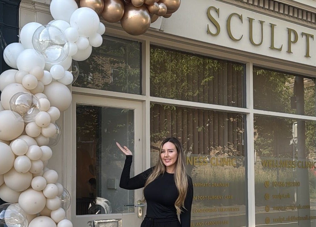 Entrance of Sculpt at Cleckheaton, England, GB, featuring a welcoming atmosphere with decorative balloons.