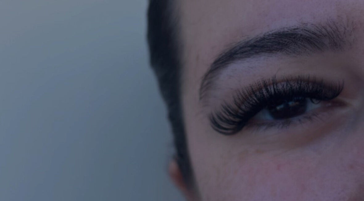 Close-up of elegant eyelash extensions at MMBW Industry in Ventura, California, US.
