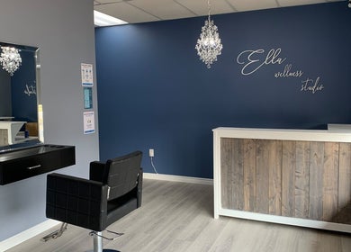 Interior of Ella Wellness Studio in Hamilton, Ontario, CA showcasing modern elegance with stylish decor.