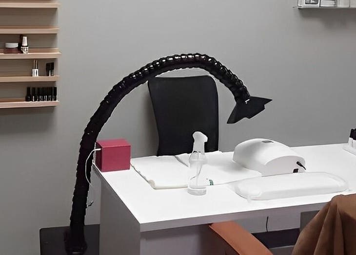 Modern nail station at Chabaa Private Nail Salon, Branson, Missouri, US with stylish decor.