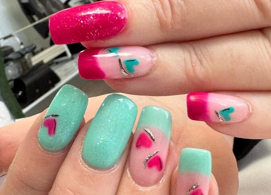 Colorful nail art at Chabaa Private Nail Salon in Branson, Missouri, US displaying intricate designs.