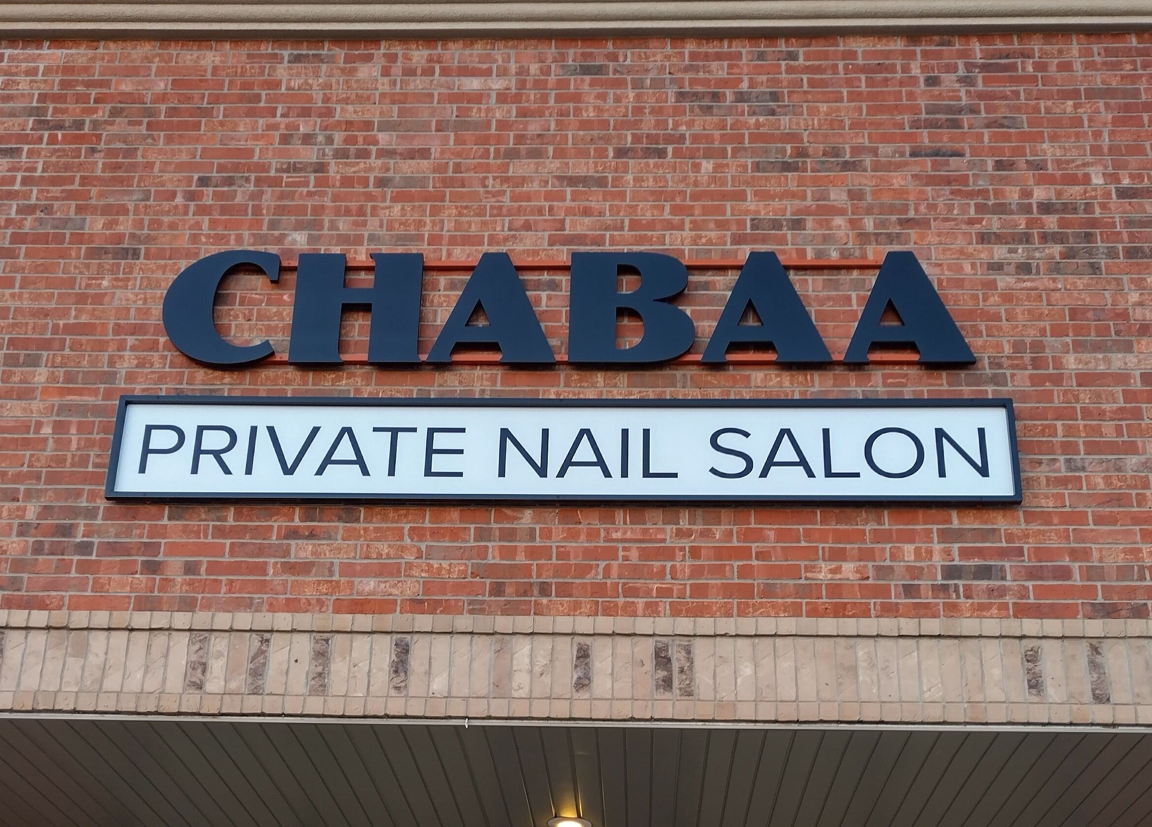 Chabaa Private Nail Salon facade in Branson, Missouri, US featuring elegant signage.