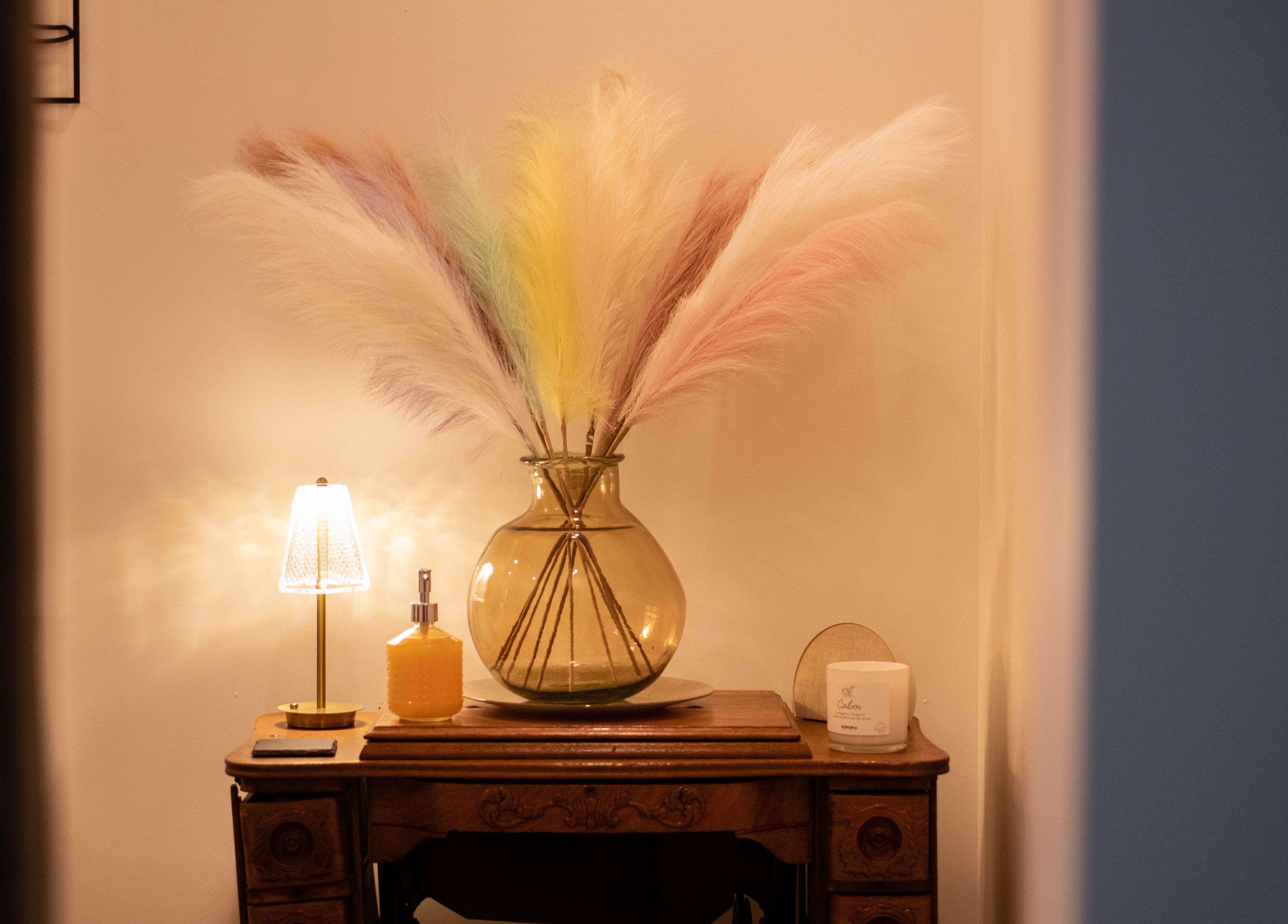 Calm ambiance with pampas grass at Case of Elegance Wellness Spa, Archbald, Pennsylvania, US.